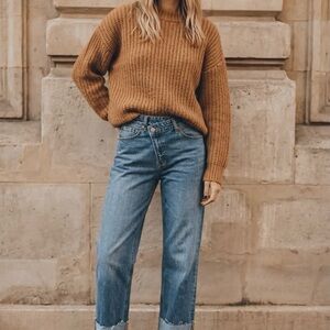 Artemis Vintage Dual Accent Crossover Cuff Straight Leg Jeans 25, 26, 27, 28, 29